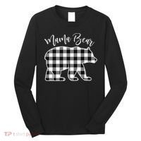 Black And White Buffalo Plaid Mama Bear Christmas Pajama Long Sleeve Shirt thumb 0