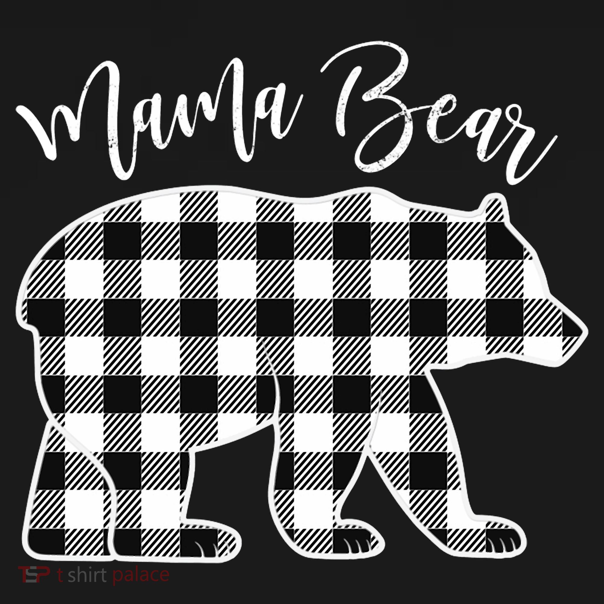 Black And White Buffalo Plaid Mama Bear Christmas Pajama T-Shirt