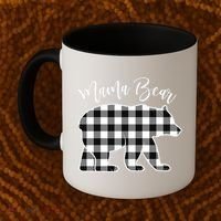 Black And White Buffalo Plaid Mama Bear Christmas Pajama Coffee Mug thumb 2