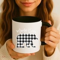 Black And White Buffalo Plaid Mama Bear Christmas Pajama Coffee Mug thumb 3