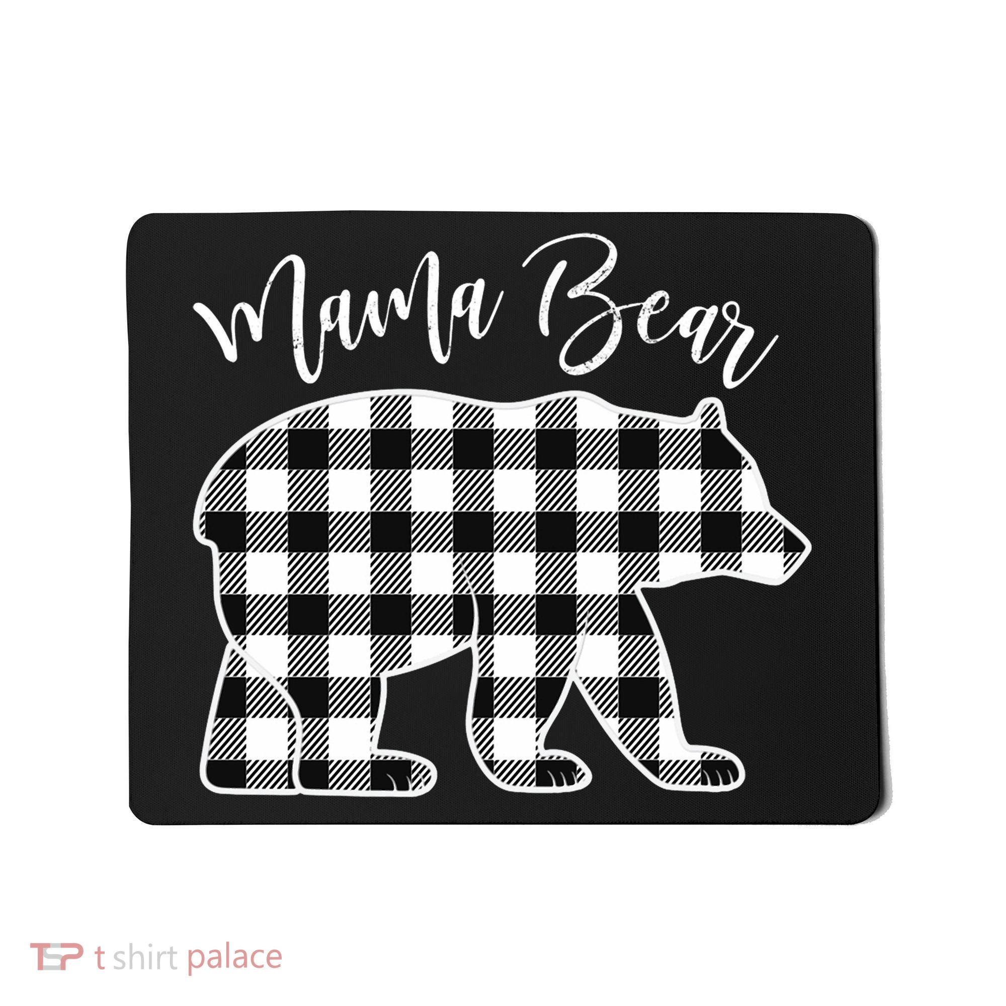 Black And White Buffalo Plaid Mama Bear Christmas Pajama Mousepad