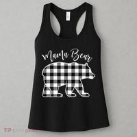 Black And White Buffalo Plaid Mama Bear Christmas Pajama Women's Tank Top thumb 3