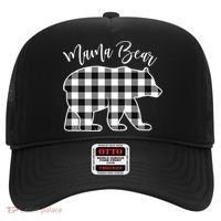 Black And White Buffalo Plaid Mama Bear Christmas Pajama Hat thumb 0
