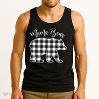 Black And White Buffalo Plaid Mama Bear Christmas Pajama Tank Top thumb 3