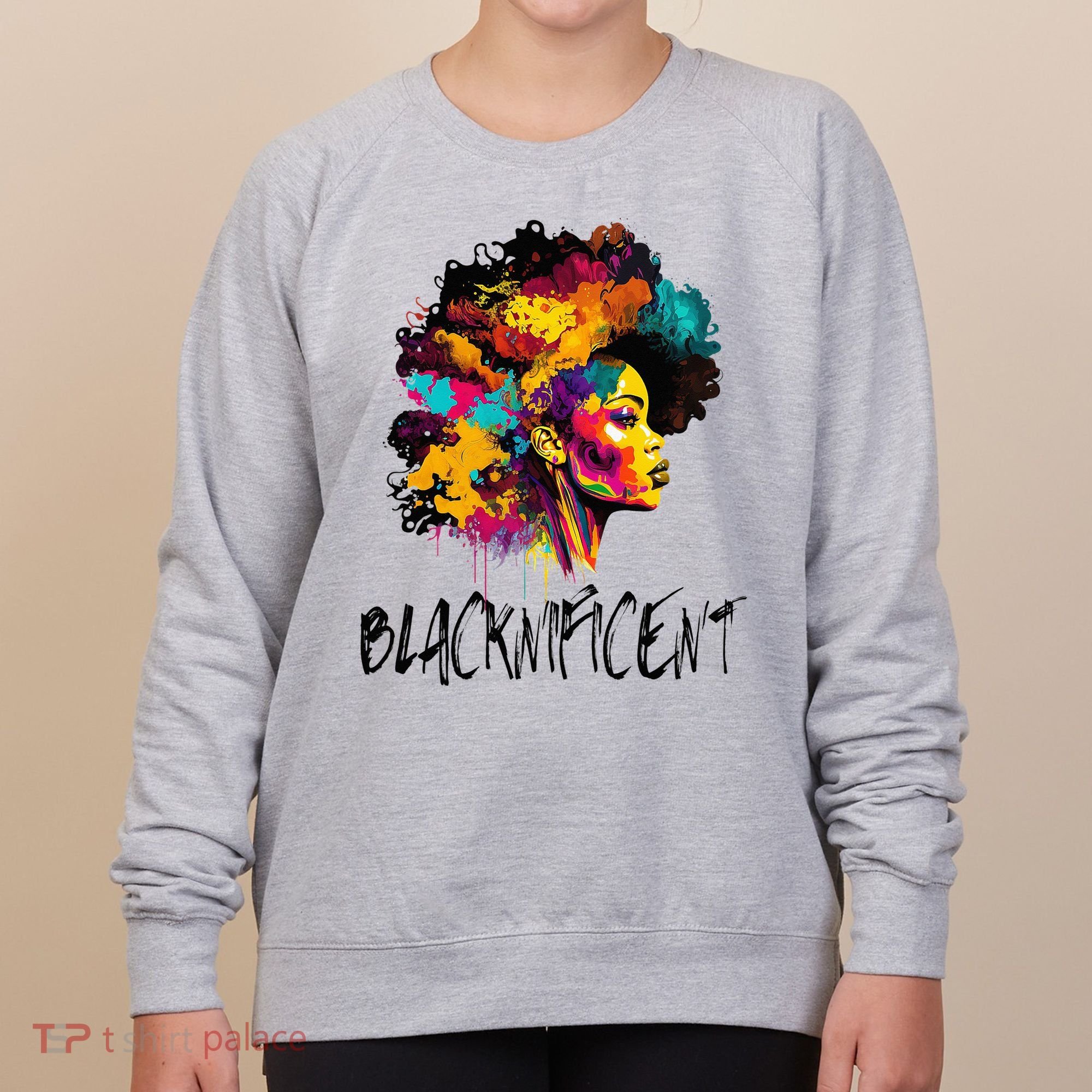 Blacknificent Afro Woman African American Melanin BLM Gift Women's Sweatshirt