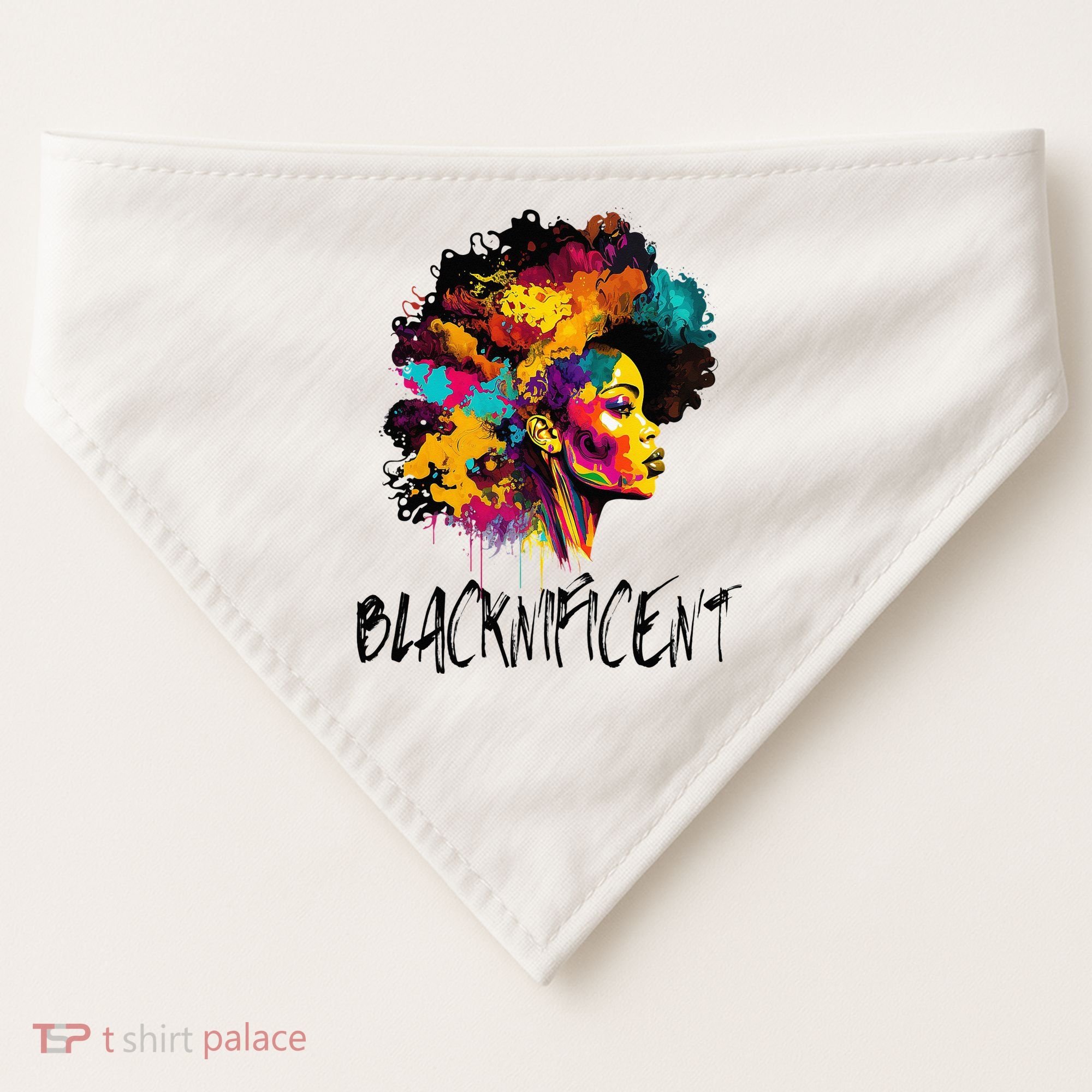 Blacknificent Afro Woman African American Melanin BLM Gift USA-Made Doggie Bandana
