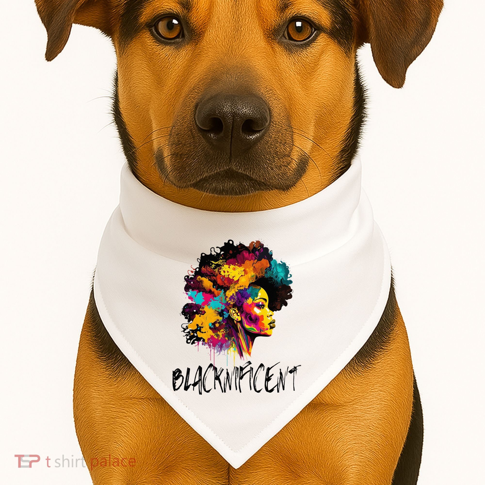 Blacknificent Afro Woman African American Melanin BLM Gift USA-Made Doggie Bandana