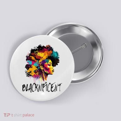 Blacknificent Afro Woman African American Melanin BLM Gift Button