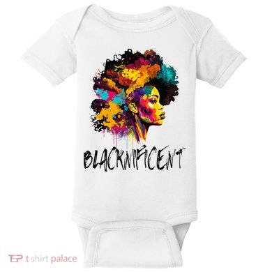 Blacknificent Afro Woman African American Melanin BLM Gift Baby Bodysuit