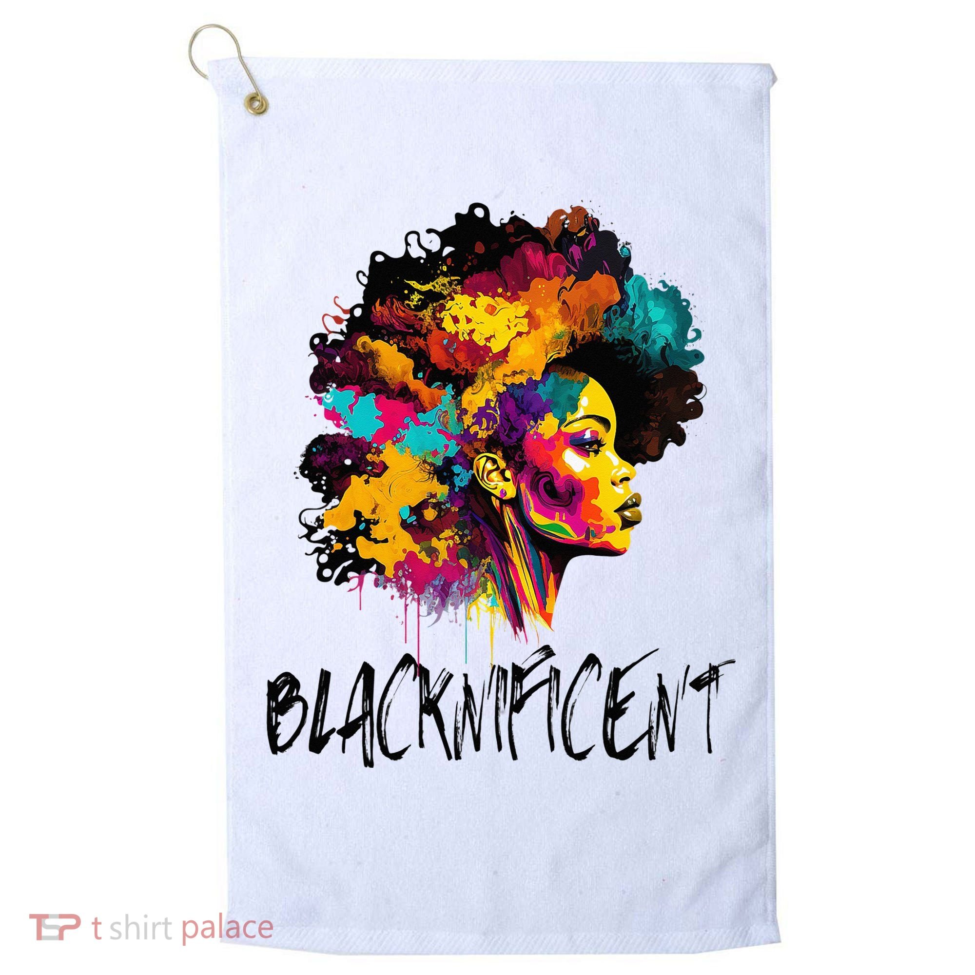 Blacknificent Afro Woman African American Melanin BLM Gift Golf Towel