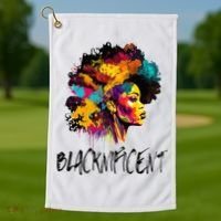 Blacknificent Afro Woman African American Melanin BLM Gift Golf Towel thumb 1
