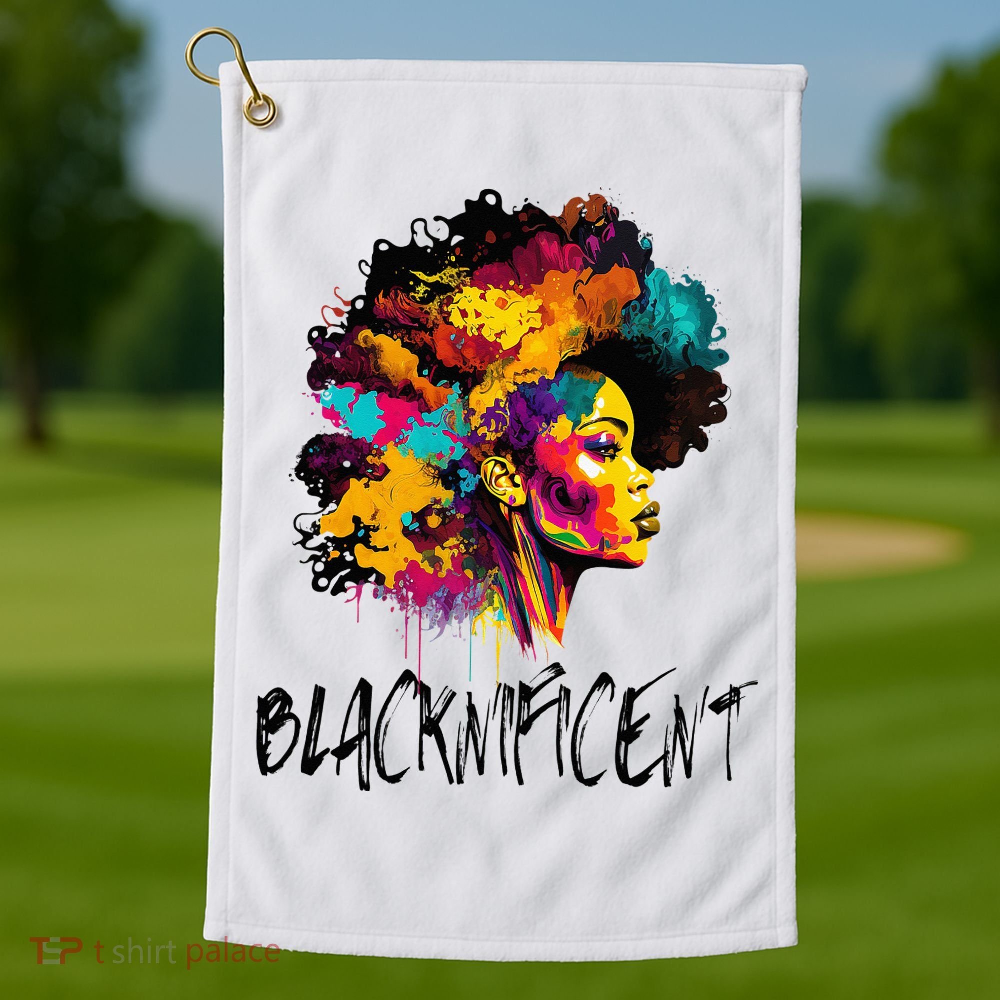Blacknificent Afro Woman African American Melanin BLM Gift Golf Towel