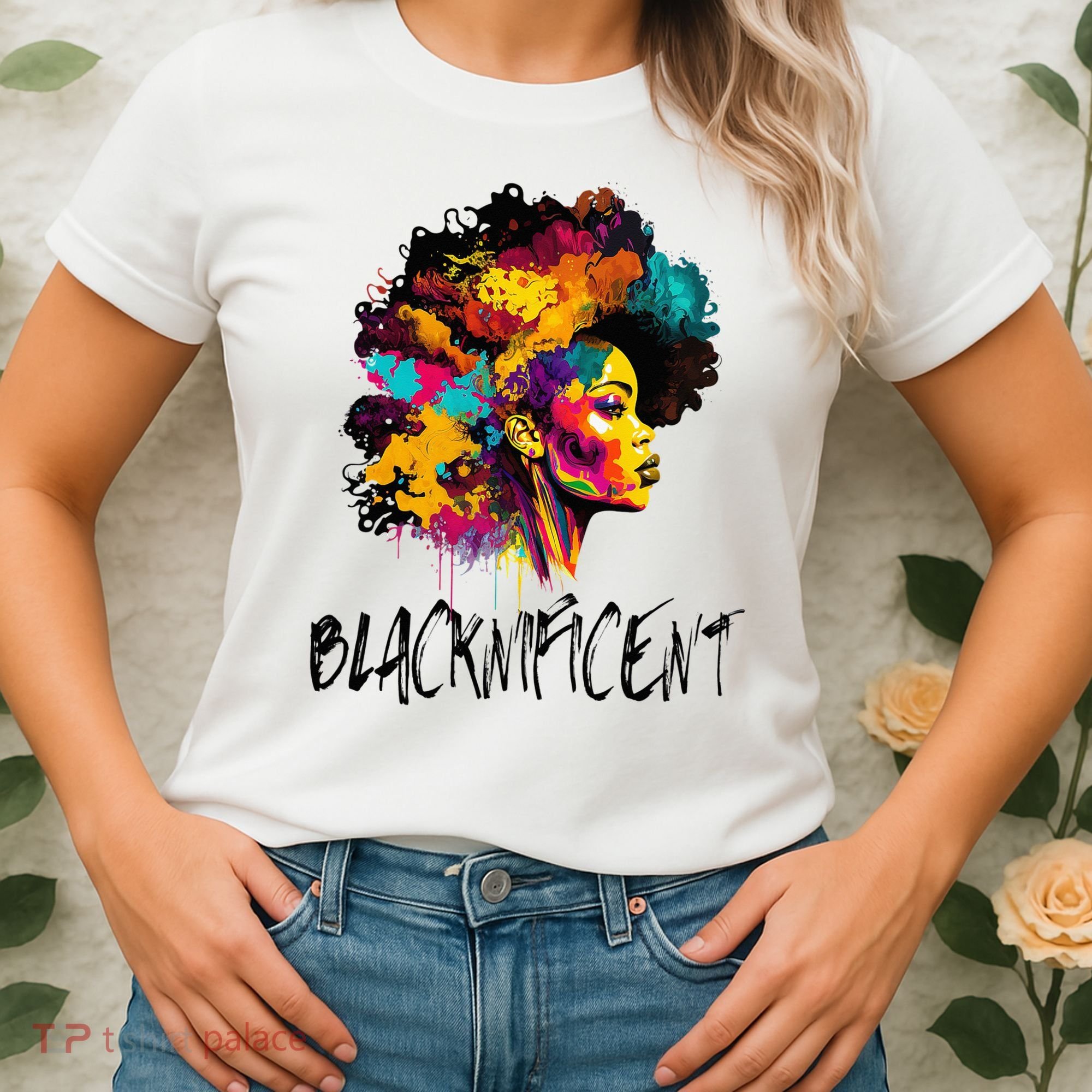 Blacknificent Afro Woman African American Melanin BLM Gift Women's T-Shirt