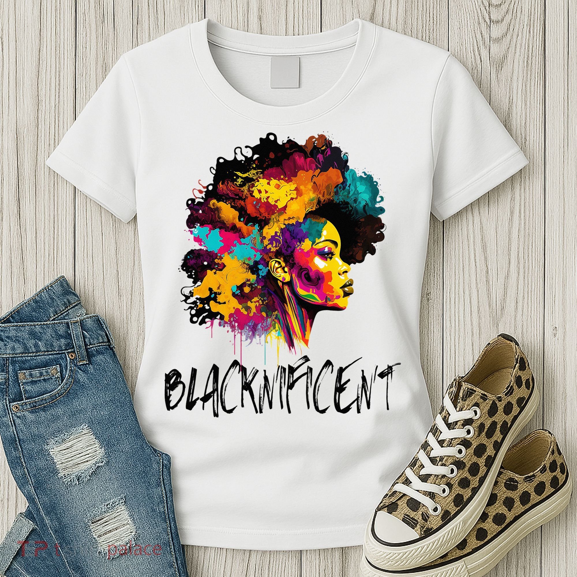 Blacknificent Afro Woman African American Melanin BLM Gift Women's T-Shirt