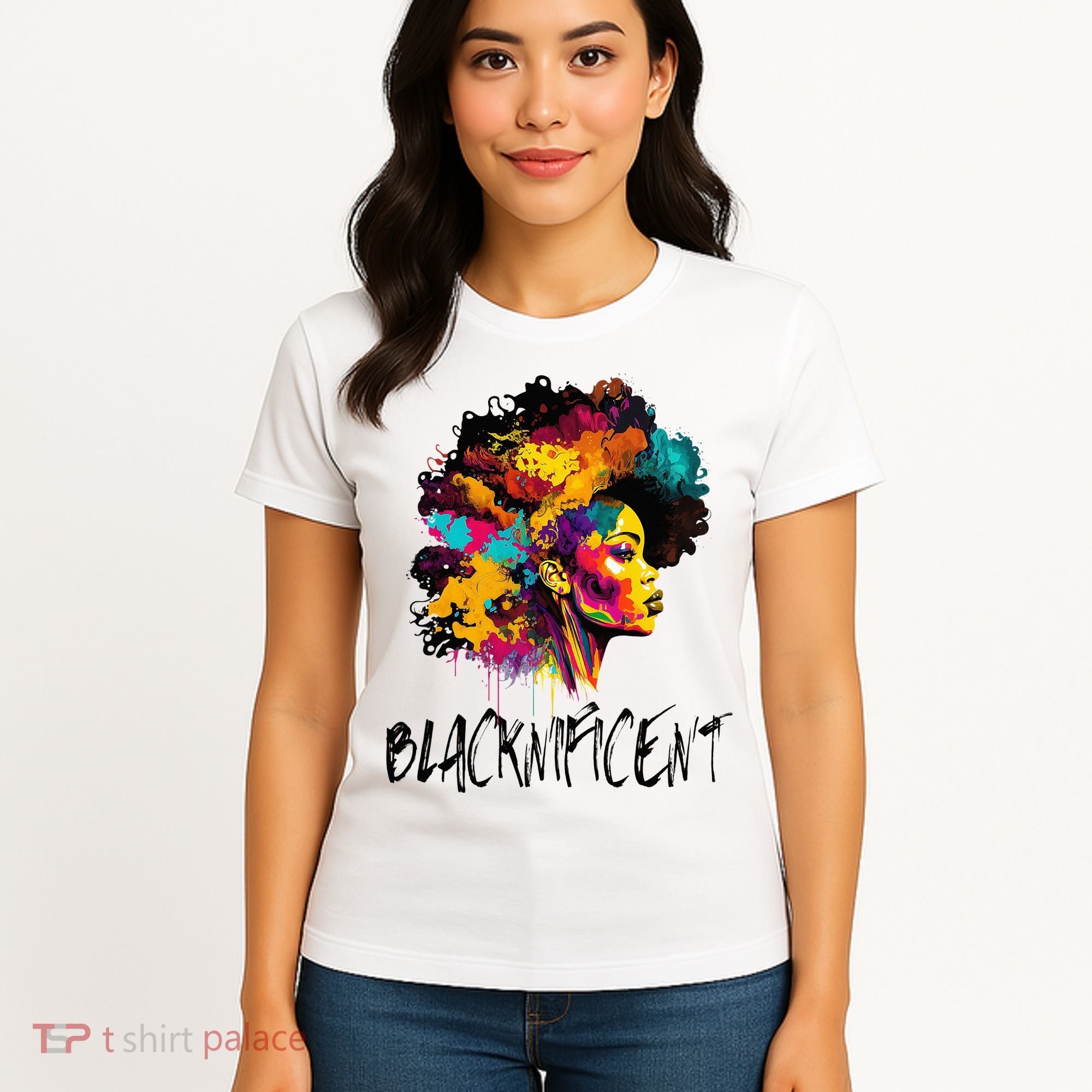Blacknificent Afro Woman African American Melanin BLM Gift Women's T-Shirt