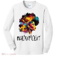 Blacknificent Afro Woman African American Melanin BLM Gift Kids Long Sleeve Shirt thumb 0