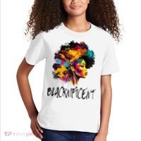 Blacknificent Afro Woman African American Melanin BLM Gift Kids T-Shirt thumb 2