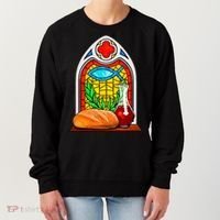 Bread And Wine Christian Stained Glass Catholic Women's Sweatshirt thumb 0