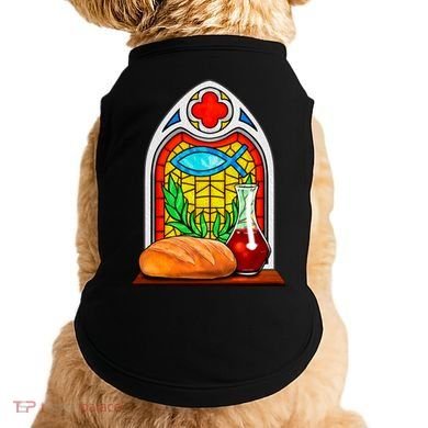 Bread And Wine Christian Stained Glass Catholic Doggie Tank