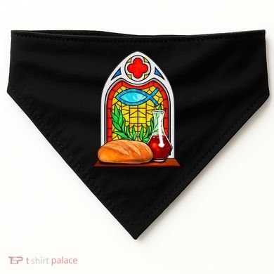 Bread And Wine Christian Stained Glass Catholic USA-Made Doggie Bandana