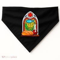 Bread And Wine Christian Stained Glass Catholic USA-Made Doggie Bandana thumb 0