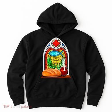 Bread And Wine Christian Stained Glass Catholic Hoodie