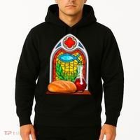Bread And Wine Christian Stained Glass Catholic Hoodie thumb 2