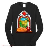 Bread And Wine Christian Stained Glass Catholic Long Sleeve Shirt thumb 0