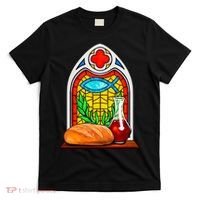 Bread And Wine Christian Stained Glass Catholic T-Shirt thumb 0