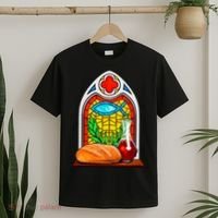 Bread And Wine Christian Stained Glass Catholic T-Shirt thumb 2