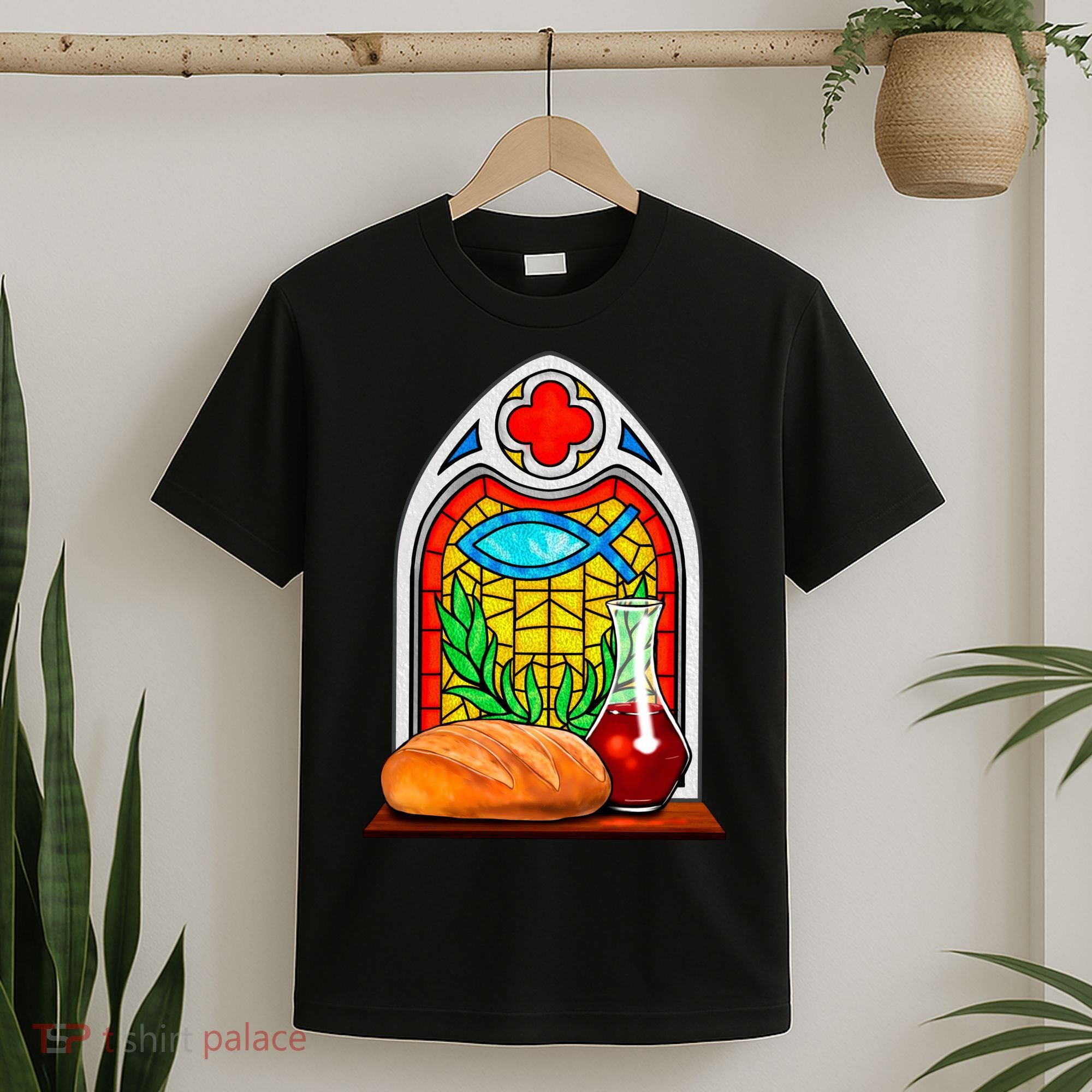 Bread And Wine Christian Stained Glass Catholic T-Shirt