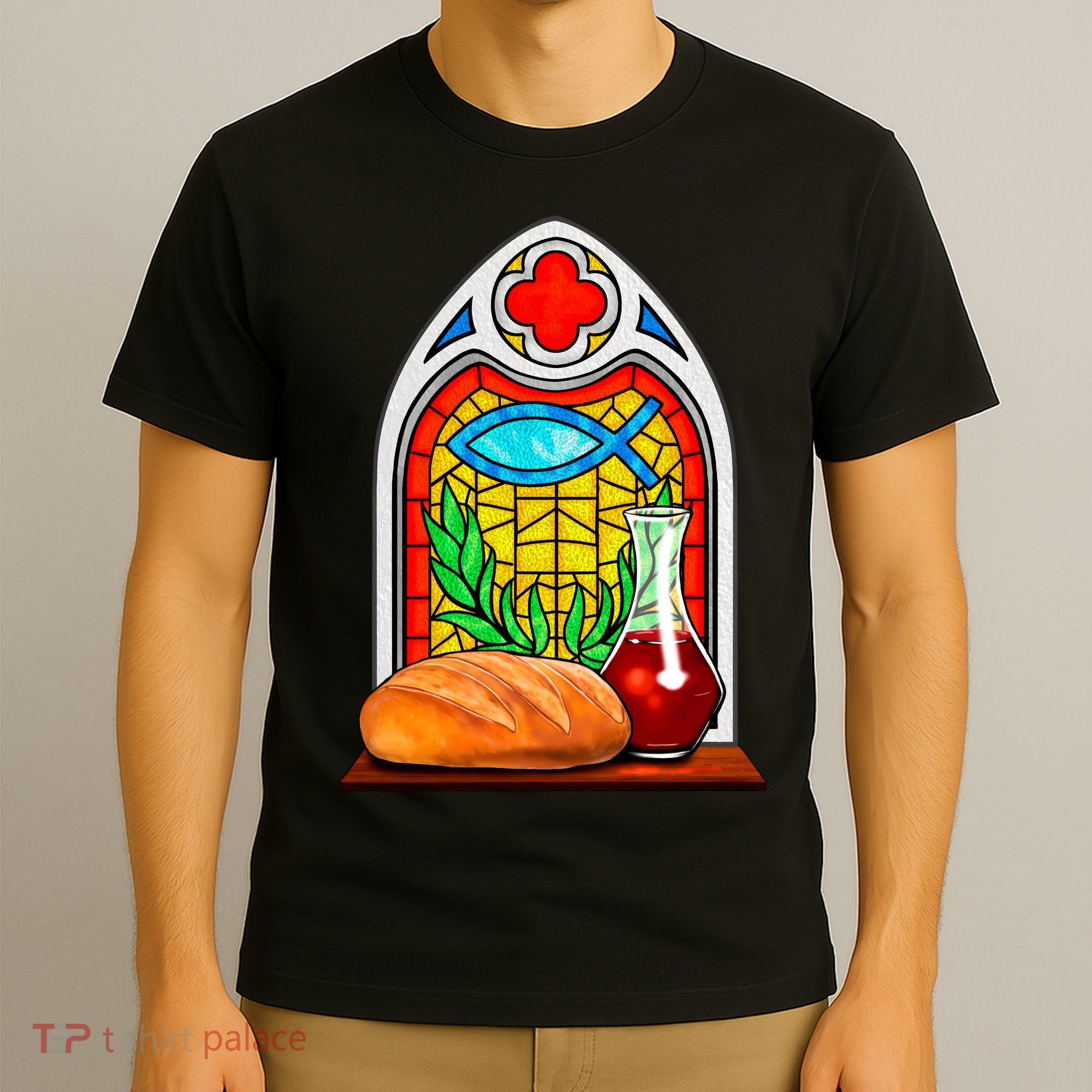 Bread And Wine Christian Stained Glass Catholic T-Shirt