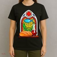 Bread And Wine Christian Stained Glass Catholic T-Shirt thumb 4