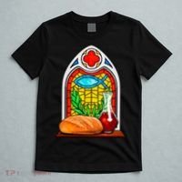 Bread And Wine Christian Stained Glass Catholic T-Shirt thumb 5