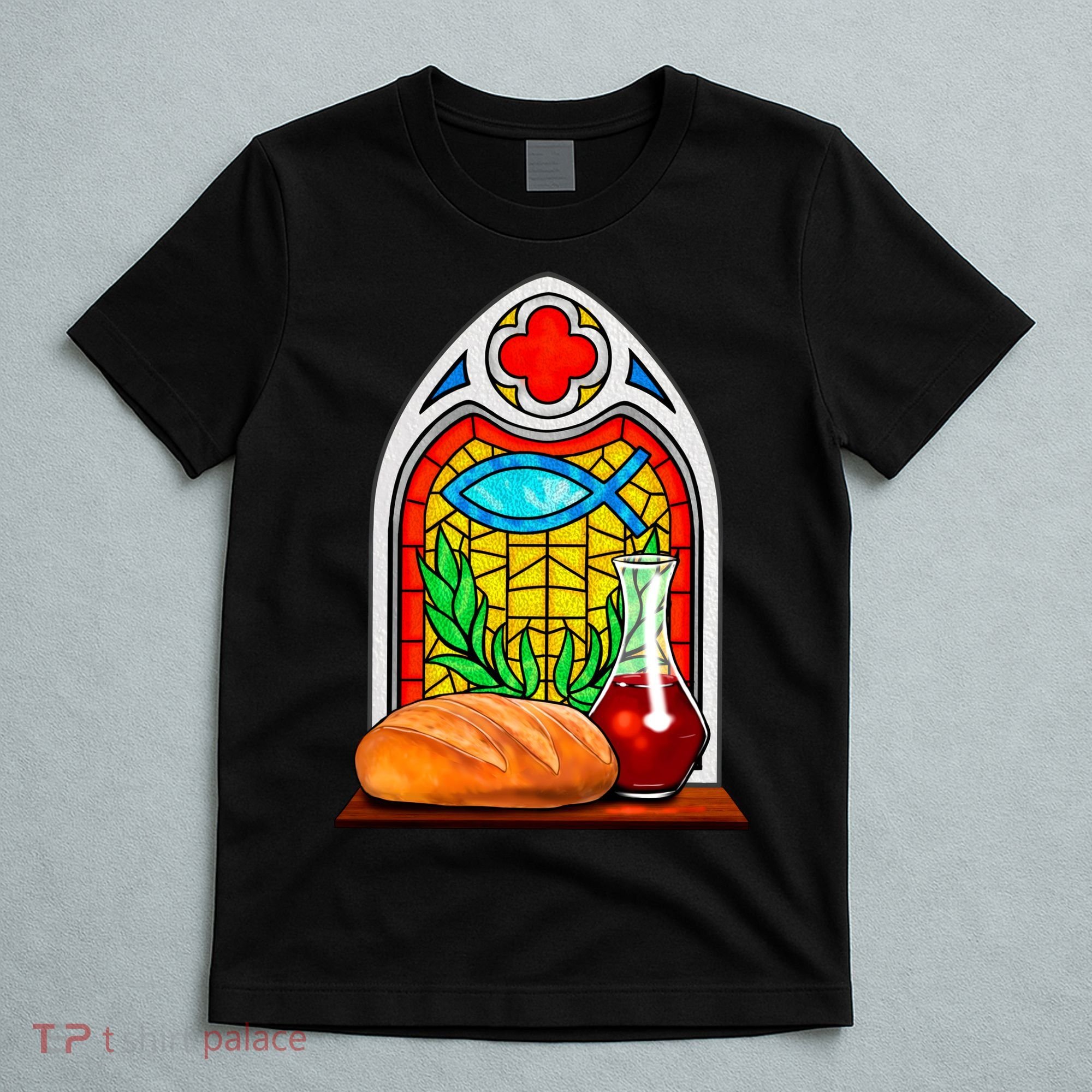 Bread And Wine Christian Stained Glass Catholic T-Shirt