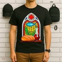 Bread And Wine Christian Stained Glass Catholic T-Shirt thumb 6