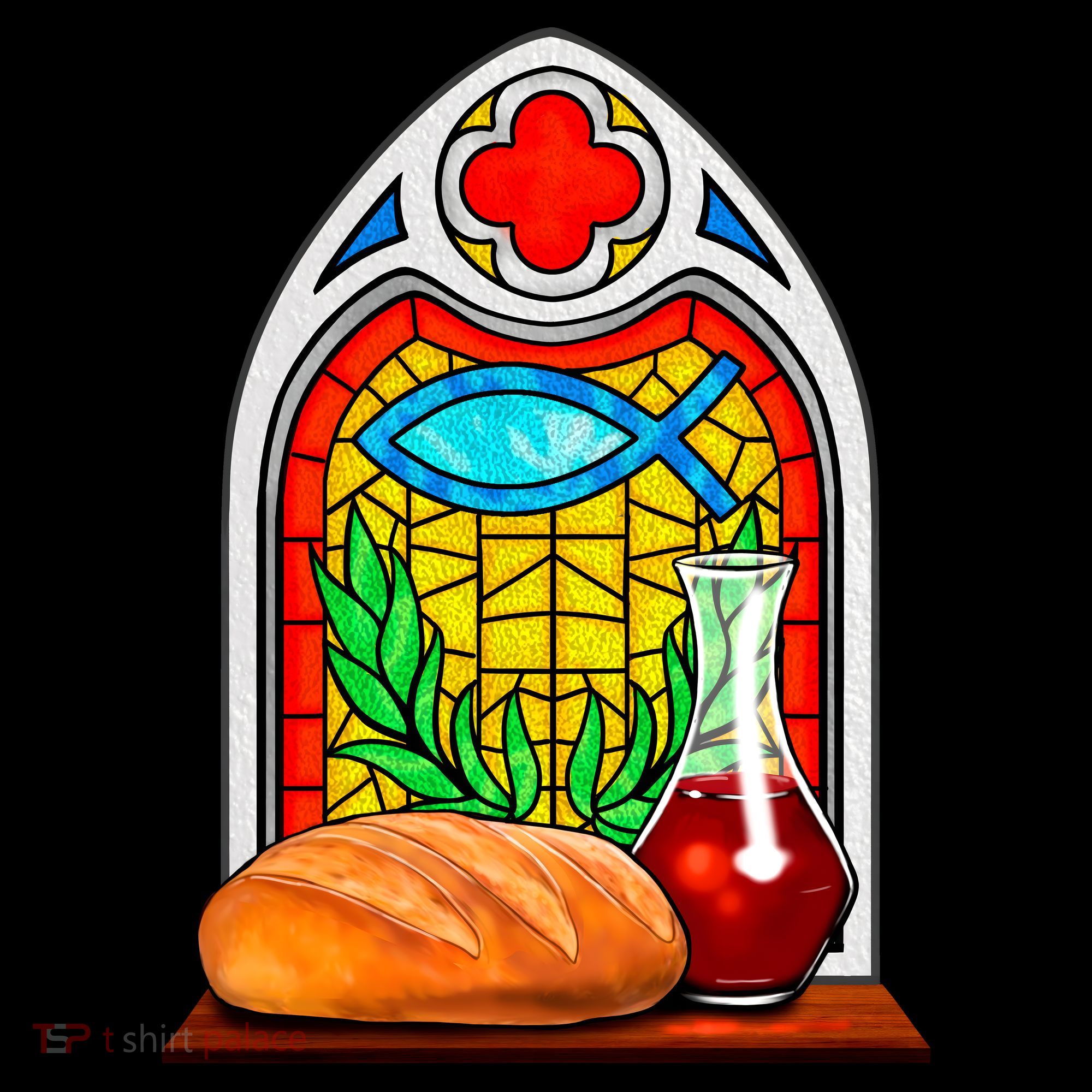 Bread And Wine Christian Stained Glass Catholic T-Shirt