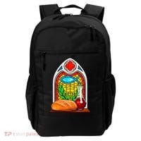 Bread And Wine Christian Stained Glass Catholic Backpack thumb 0