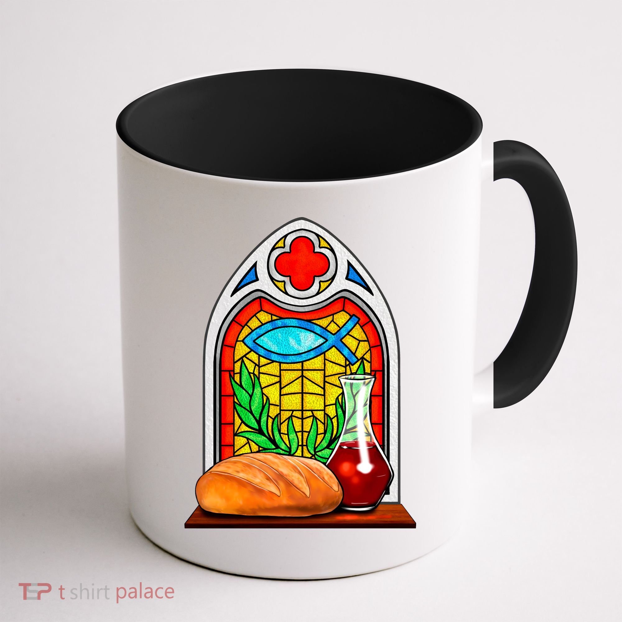 Bread And Wine Christian Stained Glass Catholic Coffee Mug