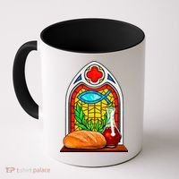 Bread And Wine Christian Stained Glass Catholic Coffee Mug thumb 0