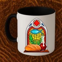 Bread And Wine Christian Stained Glass Catholic Coffee Mug thumb 2