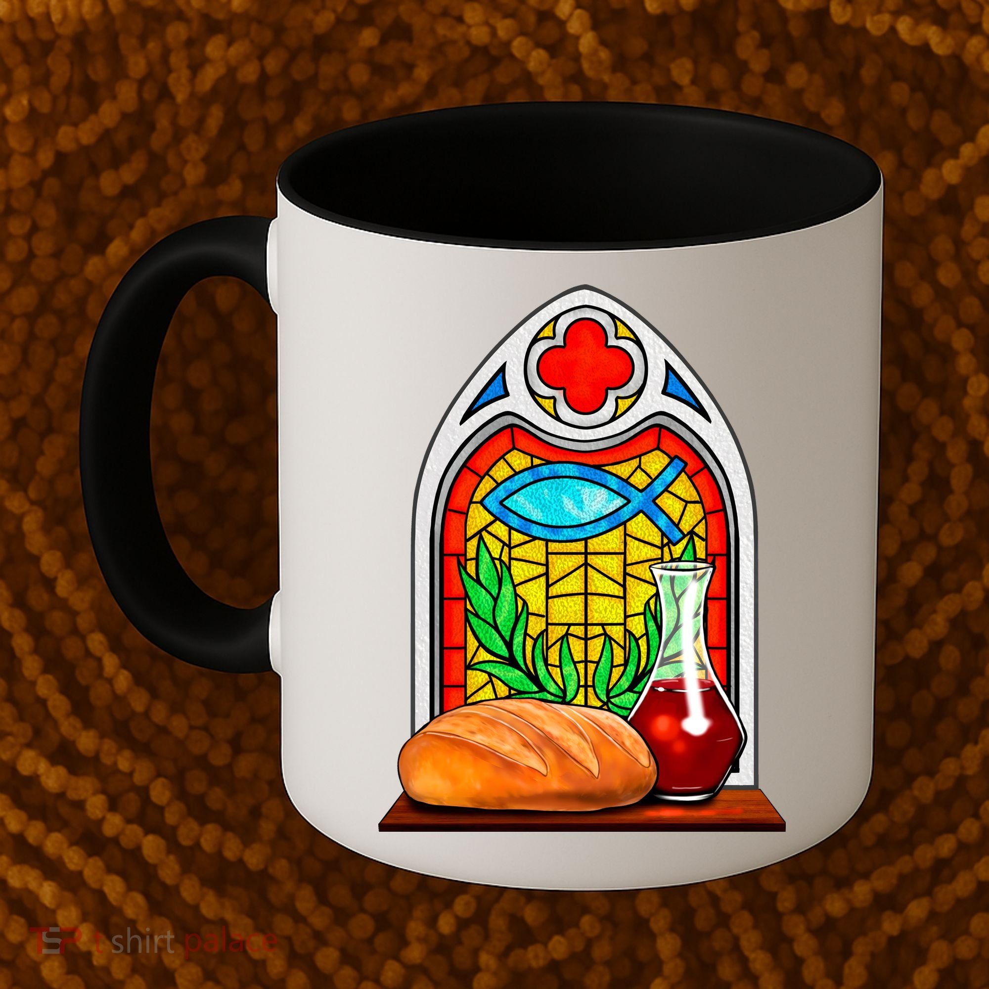 Bread And Wine Christian Stained Glass Catholic Coffee Mug