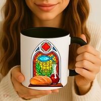 Bread And Wine Christian Stained Glass Catholic Coffee Mug thumb 3