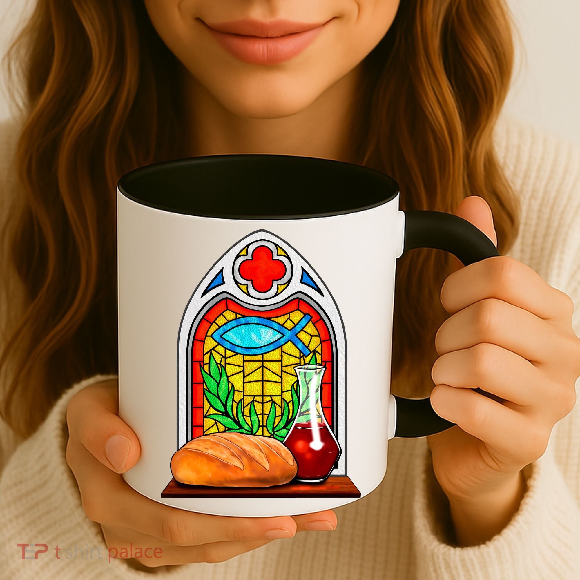 Bread And Wine Christian Stained Glass Catholic Coffee Mug