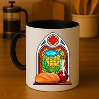 Bread And Wine Christian Stained Glass Catholic Coffee Mug thumb 4