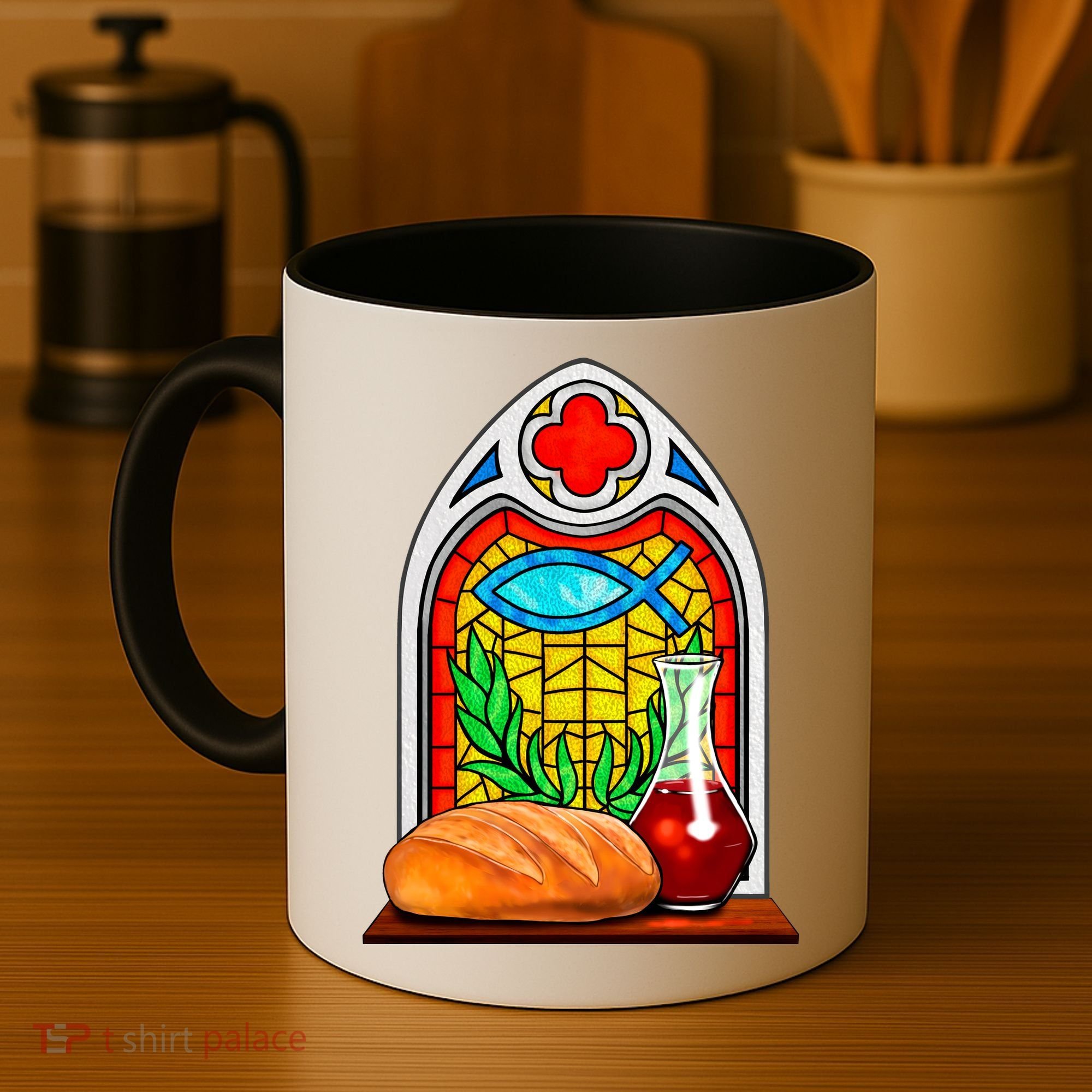 Bread And Wine Christian Stained Glass Catholic Coffee Mug