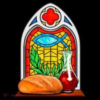 Bread And Wine Christian Stained Glass Catholic Coffee Mug thumb 5