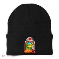 Bread And Wine Christian Stained Glass Catholic Beanie thumb 0