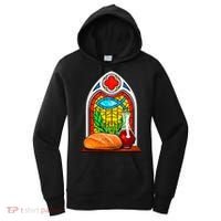 Bread And Wine Christian Stained Glass Catholic Women's Hoodie thumb 0