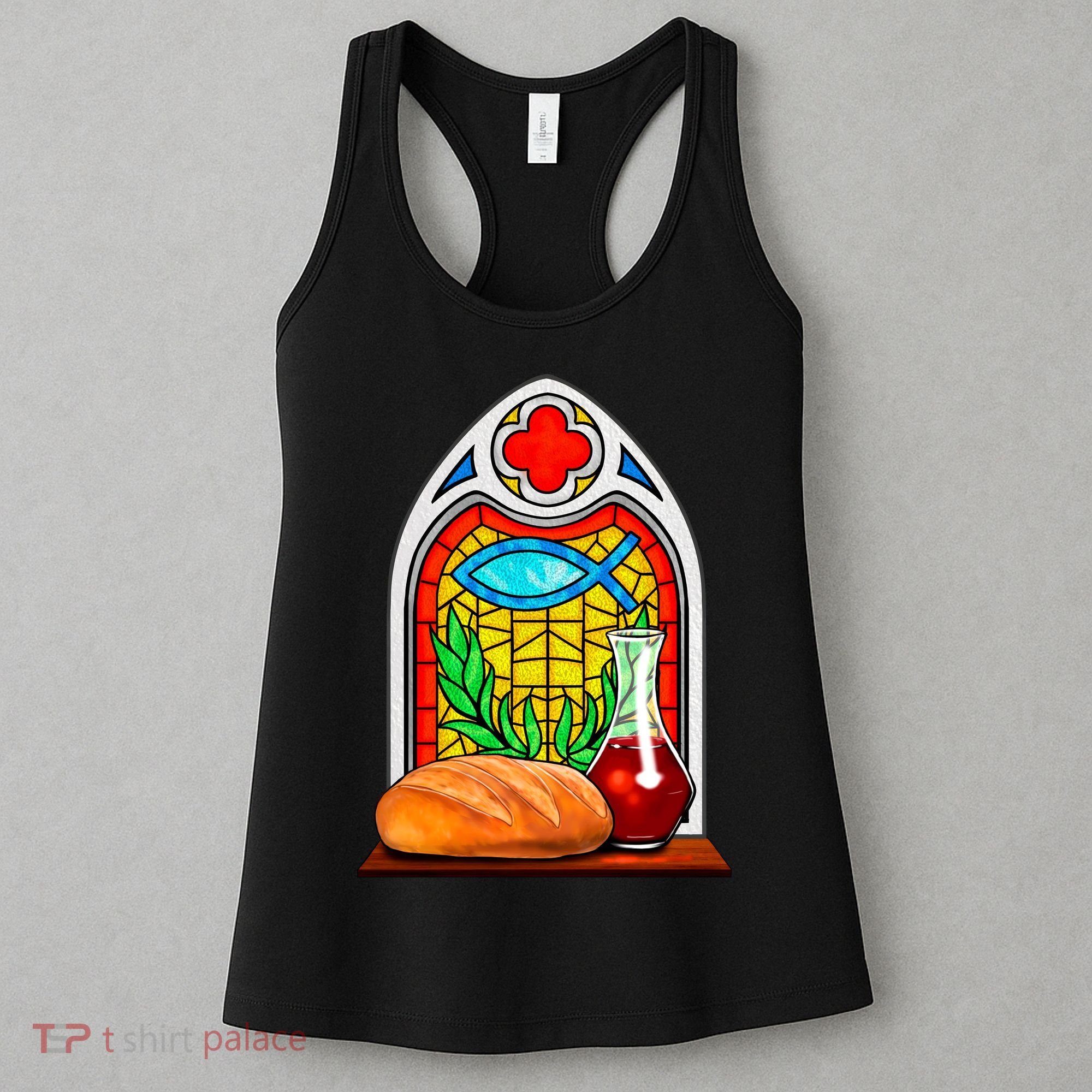 Bread And Wine Christian Stained Glass Catholic Women's Tank Top